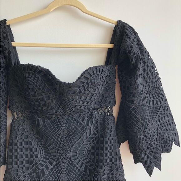 Jonathan Simkhai Black Lace Off The Shoulder Side Cut Out Bustier Dress NEW 4 - Picture 2 of 8